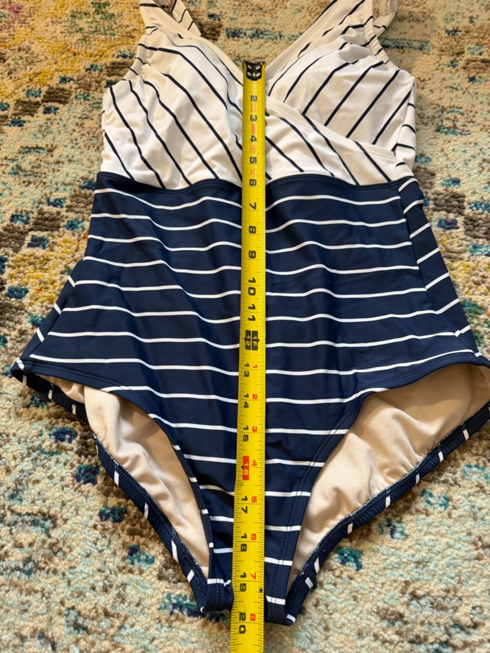 Kona Sol White and Navy Striped Swimsuit - Picture 3 of 5